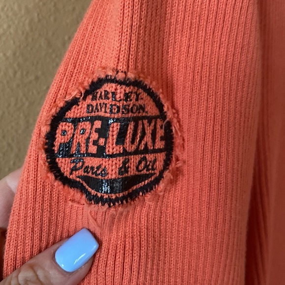 Vintage Harley-Davidson Orange Thermal Top - Picture 4 of 5